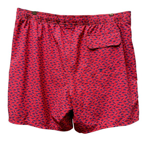 Vineyard Vines Mens Swim Trunks XL Coral Red Blue Fish Elastic Drawstring Shorts - Picture 4 of 9